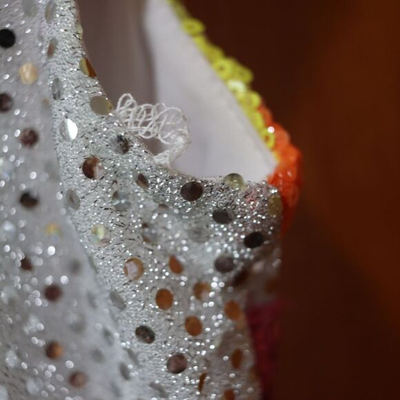 JoJo Siwa Silver Sequin Jumpsuit with Pink and Blue Accents - Picture 3 of 15